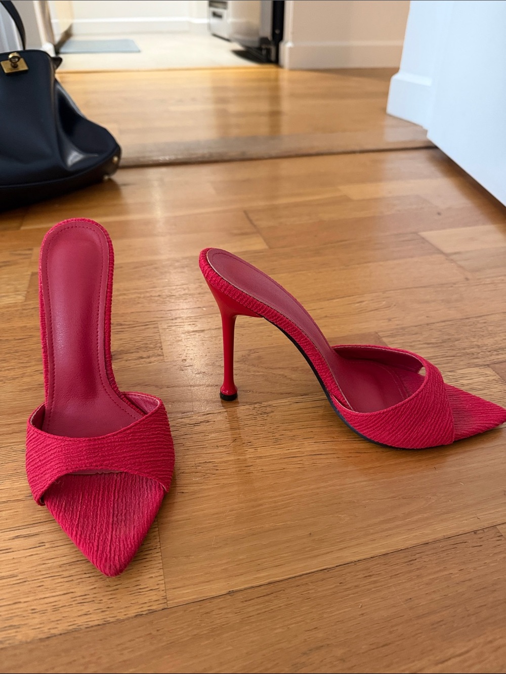 Red Pointed-Toe Slip-On Mules - Picture 2 of 3